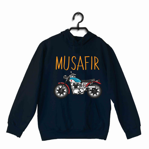 Biker Travel Travel MUSAFIR ENGLISH - WITH BIKE UNISEX HOODIE Sweatshirts